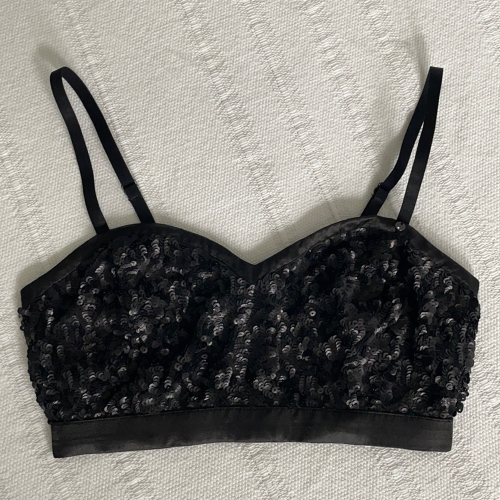 GUESS Black Sequin Bralette Top